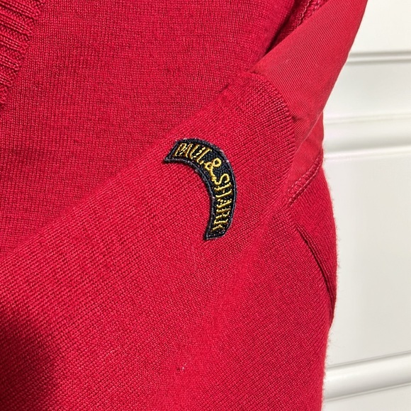Paul & Shark Yachting Wool Blend Elbow patch red v neck sweater - Picture 4 of 12